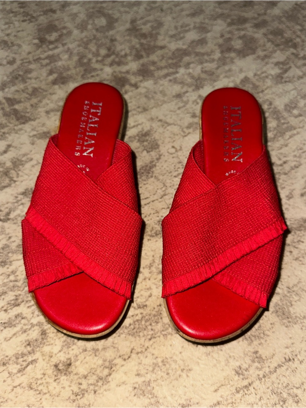 Italian Shoemakers Red Slip-On Sandals - Women's Comfortable Slide